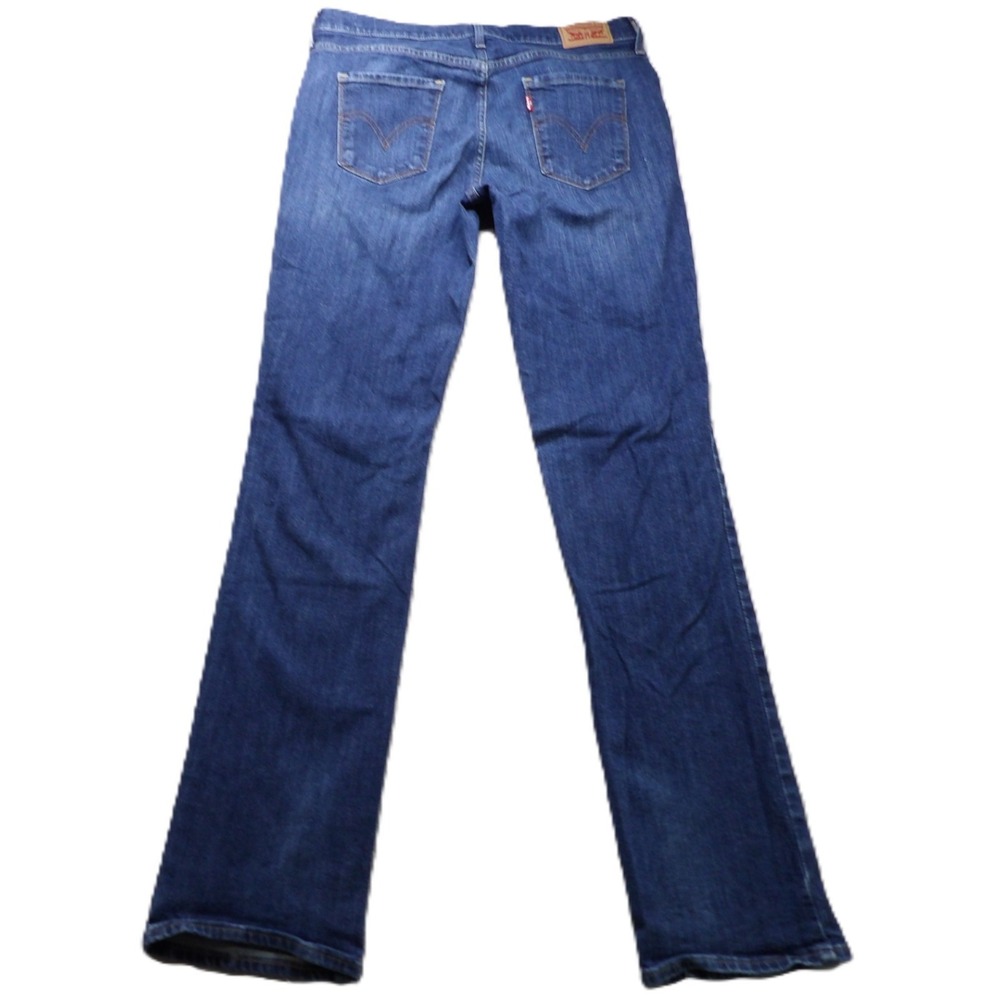 Levi's 505 Straight Jeans Women Blue Cotton Blend Mid Rise Regular 10 30x34 Logo